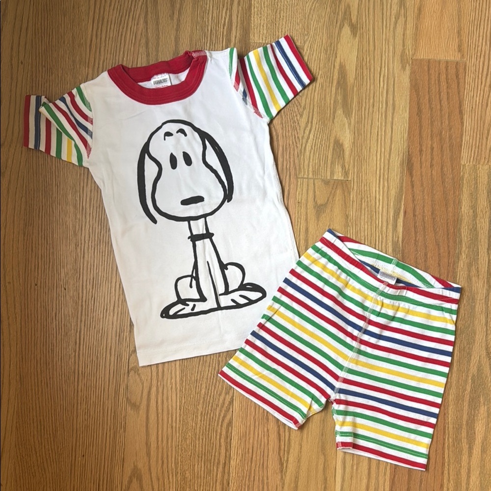 Hanna Andersson Short Sleeve Short Pajama Set Snoopy Peanuts Organic Cotton 7